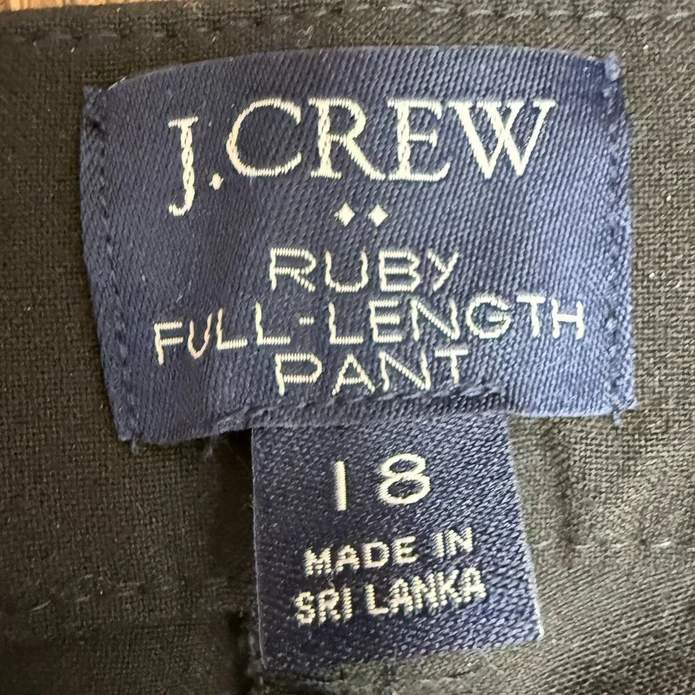 J. CREW Women's EUC Ruby Full-Length Stretch Twill Pant in Black | Size 18‎